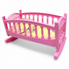Кроватка-люлька для кукол и пупсов, малая, с постелью, 34 см (нежно-розовая)