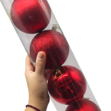 Новогодние украшения, 6 шариков, D= 9 см, в тубусе (КРАСНЫЕ)