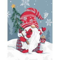 Картина по номерам "Гном с птичкой" 30х40 см