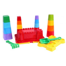 Песочный набор "Крепость" (14 пасочек, грабельки и лопатка)