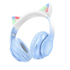 Наушники Hoco W42 Cat Ear Bluetooth с кошачьими ушками и LED подсветкой Голубые с белым Наушники Hoco W42 Cat Ear Bluetooth с кошачьими ушками и LED подсветкой Голубые с белым