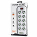 Сетевой удлинитель Power Socket D10 на 10 розеток с выключателем, 4 USB и Type-C (PD), кабель 5 м, 2500 Вт, LED-индикатор