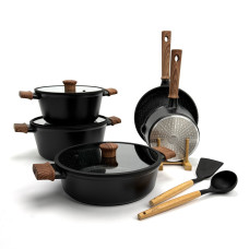 Набор посуды OSFE Musk Series OE-MSK015, 15 предметов из алюминия. Черный (OE-MSK015) Набор посуды OSFE Musk Series OE-MSK015, 15 предметов из алюминия. Черный (OE-MSK015)