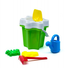 Ведро "Цветочек" с лейкой и песочным набором (салатовое)