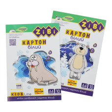 Набор белого двустороннего картона А4 KIDS Line ZB.1991, 180 г/м², 10 листов Набор белого двустороннего картона А4 KIDS Line ZB.1991, 180 г/м², 10 листов