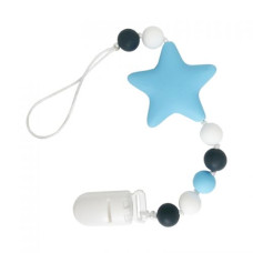 Силиконовая цепочка для пустышки "Звездочка", голубой