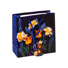 Пакет подарочный "Цветы" 16*16*7 см