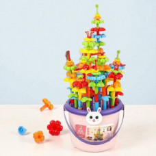 Конструктор "Цветущая поляна", 156 деталей, наклейки, в ведре Конструктор "Цветущая поляна", 156 деталей, наклейки, в ведре