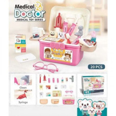 Набор врача "Doctor Medical", 20 элементов, помповая закачка, цвет розовый, в коробке.